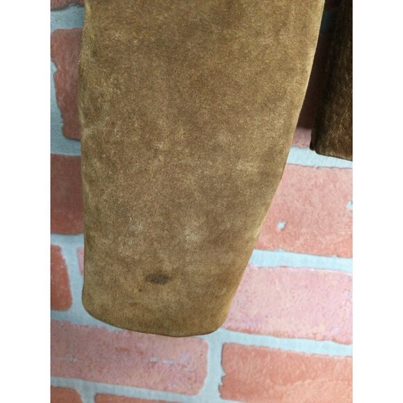 KC Collections Suede Leather Jacket Blazer Button Front Collared Pockets Brown S - Picture 5 of 7